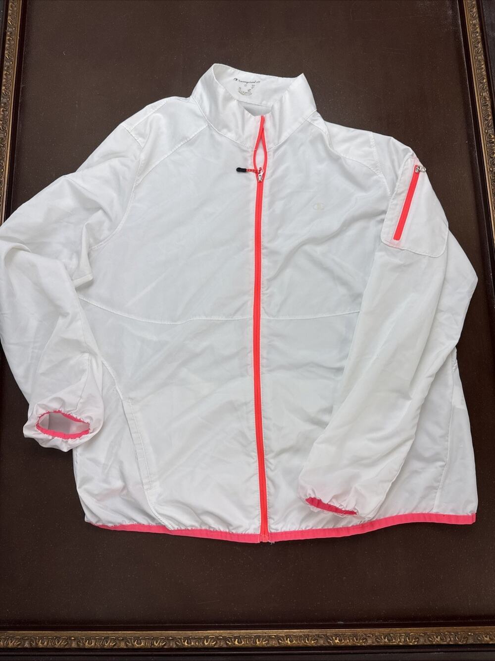 Champion Elite Windbreaker Performance Jacket Lightweight Pockets White XL